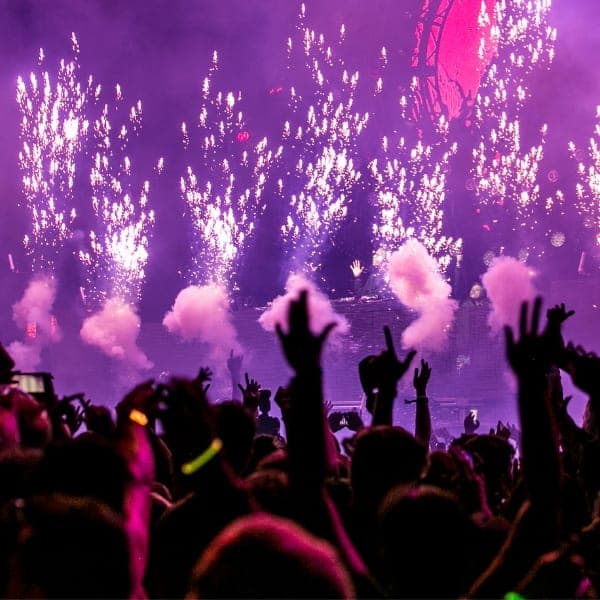 Massive crowd with pyrotechnics at LIV Nightclub Miami